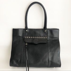 Rebecca Minkoff Black Leather Stud Satchel Tote